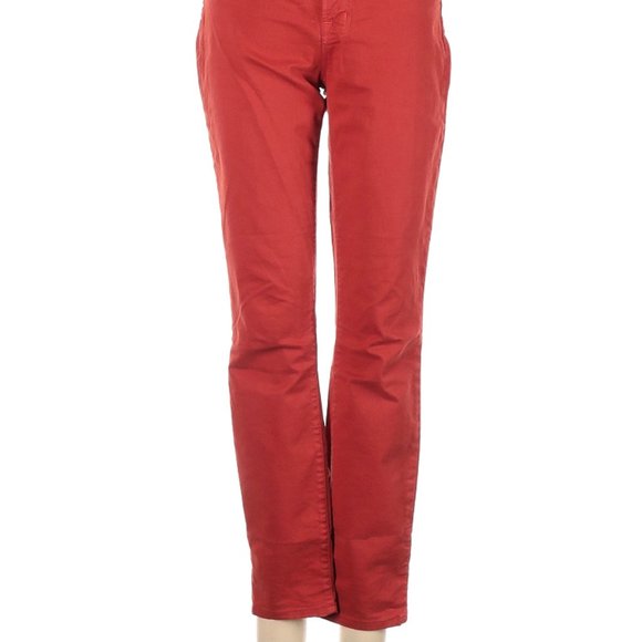 J Brand Jeans Red Orange Colored Denim Skinny Leg Low Rise Waist Sz 27 #444 - Picture 2 of 4